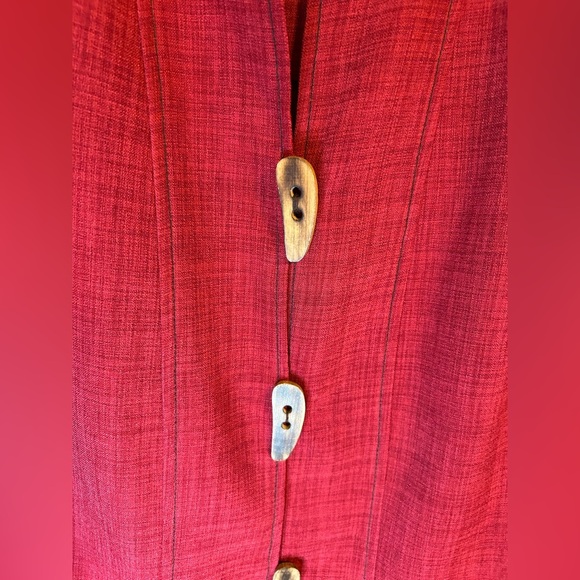NWOT Anna Maxwell Red Textured Jacket w/ Wooden Buttons Plus Size 16WP - Picture 5 of 16